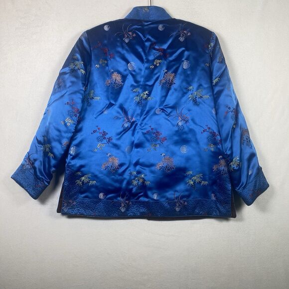 Peony Brand Shanghai China Reversible Satin Jacket Women’s Size 38 Red Blue - Picture 3 of 15